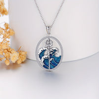 Poseidon Trident Ocean Wave Pendant Necklace