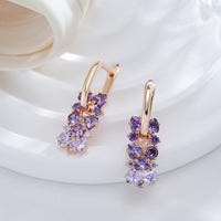 Elegant Purple Zirconia Gold Plated Dangle Earrings