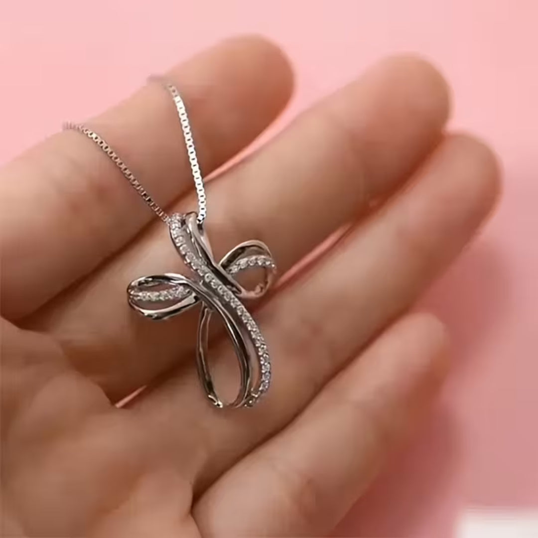 Pavé Infinity Cross Necklace
