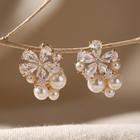 Vintage Pearl Five-Petal Flower Earrings