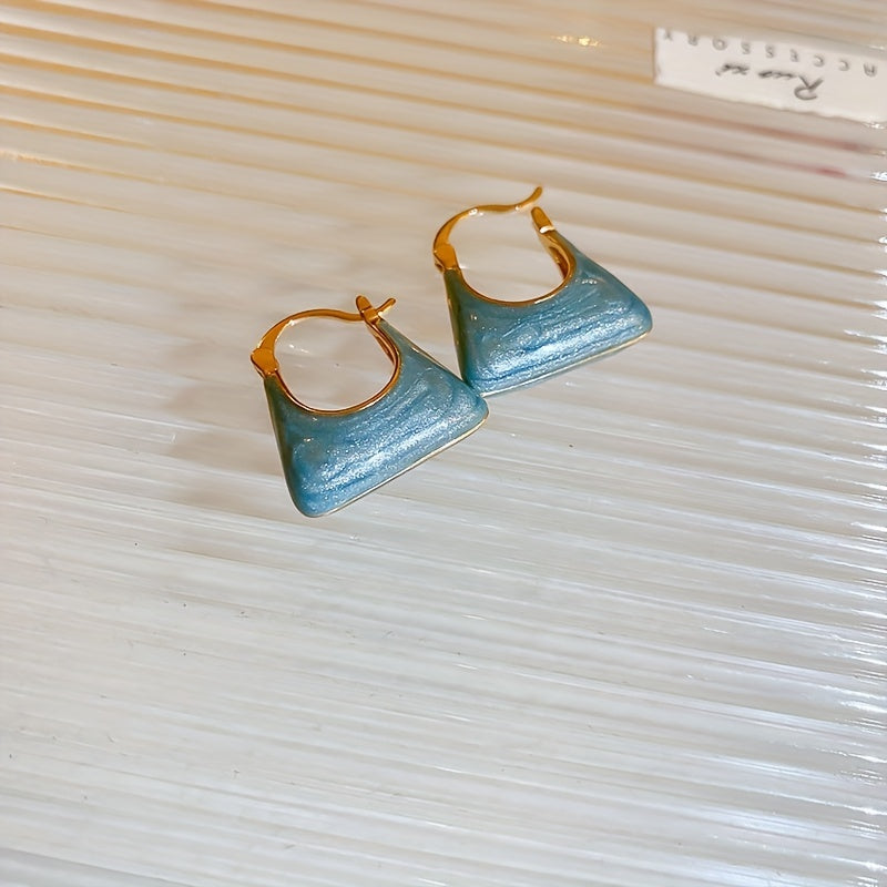 Elegant Retro Style Handbag Design Enamel Hoop Earrings