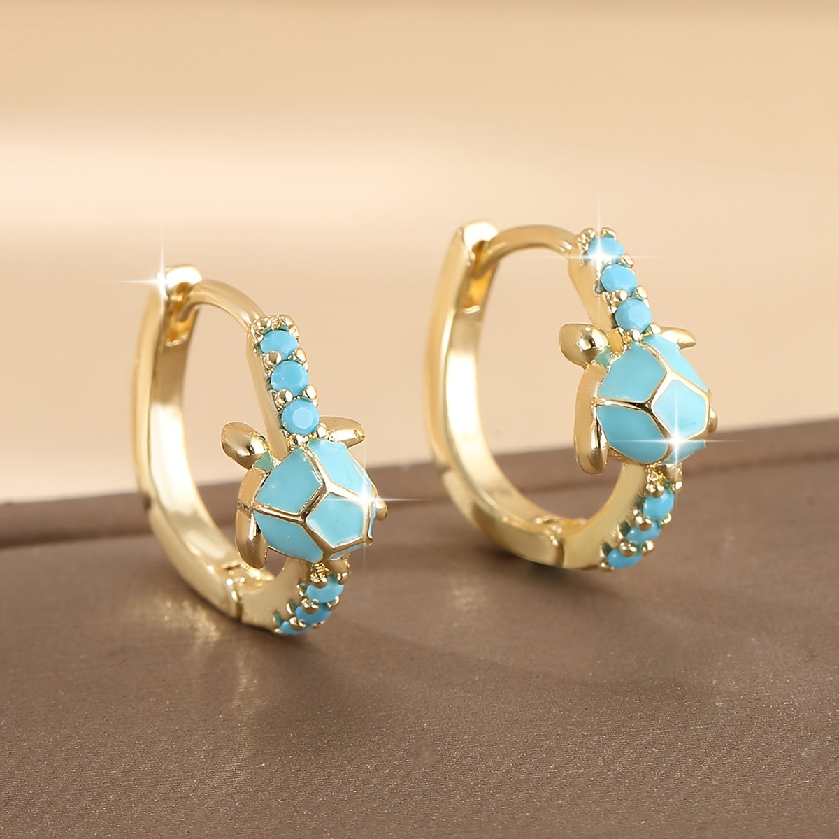Vintage Turtle Earrings with Synthetic Turquoise