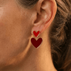 Elegant Gold Plated Double Heart Drop Earrings
