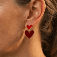 Elegant Gold Plated Double Heart Drop Earrings