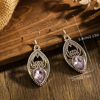 Vintage Teardrop Artificial Crystal Filigree Dangle Earrings