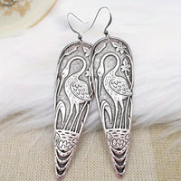 Elegant Bird Themed Heron Drop Earrings