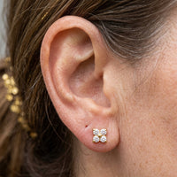 Floral Cubic Zirconia Stainless Steel Stud Earrings