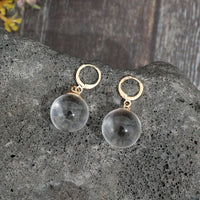 Minimalist Round Glass Pendant Dangle Earrings