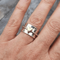Vintage Golden Heart Silver Ring