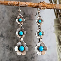 Bohemian Petal Shaped Turquoise Drop Earrings