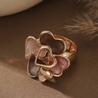 Bohemian Handmade Enamel Heart Shaped Gold Plated Rings