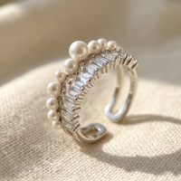 Artisan Pearl Cubic Zirconia Open Ring
