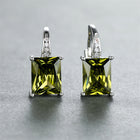 Vintage Rectangular Cut Green Zirconia Stone Stud Earrings