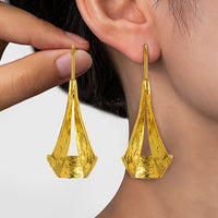 Vintage Style Hollow Geometric Hammered Pendant Earrings