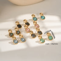 Elegant Geometric Gold Tone Square Earrings