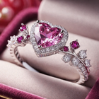 Elegant Silver Plated Pink Heart Zirconia Crystal Ring