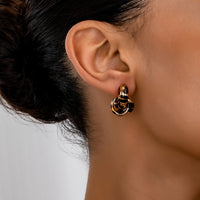 Elegant Silver Plated Geometric Interlocking Hoop Earrings