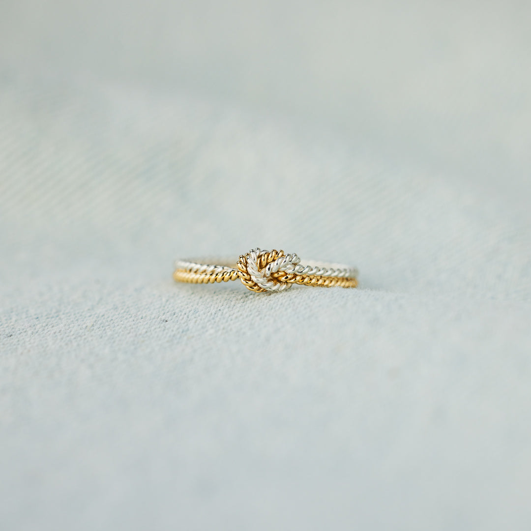 Handcrafted Mother & Daughter Bond Two Strand Knot Ring
