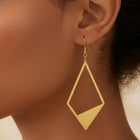 Gold-Plated Geometric Stainless Steel Pendant Earrings