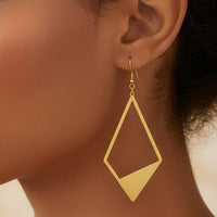 Gold-Plated Geometric Stainless Steel Pendant Earrings