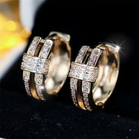Triple Row Pavé Huggie Earrings