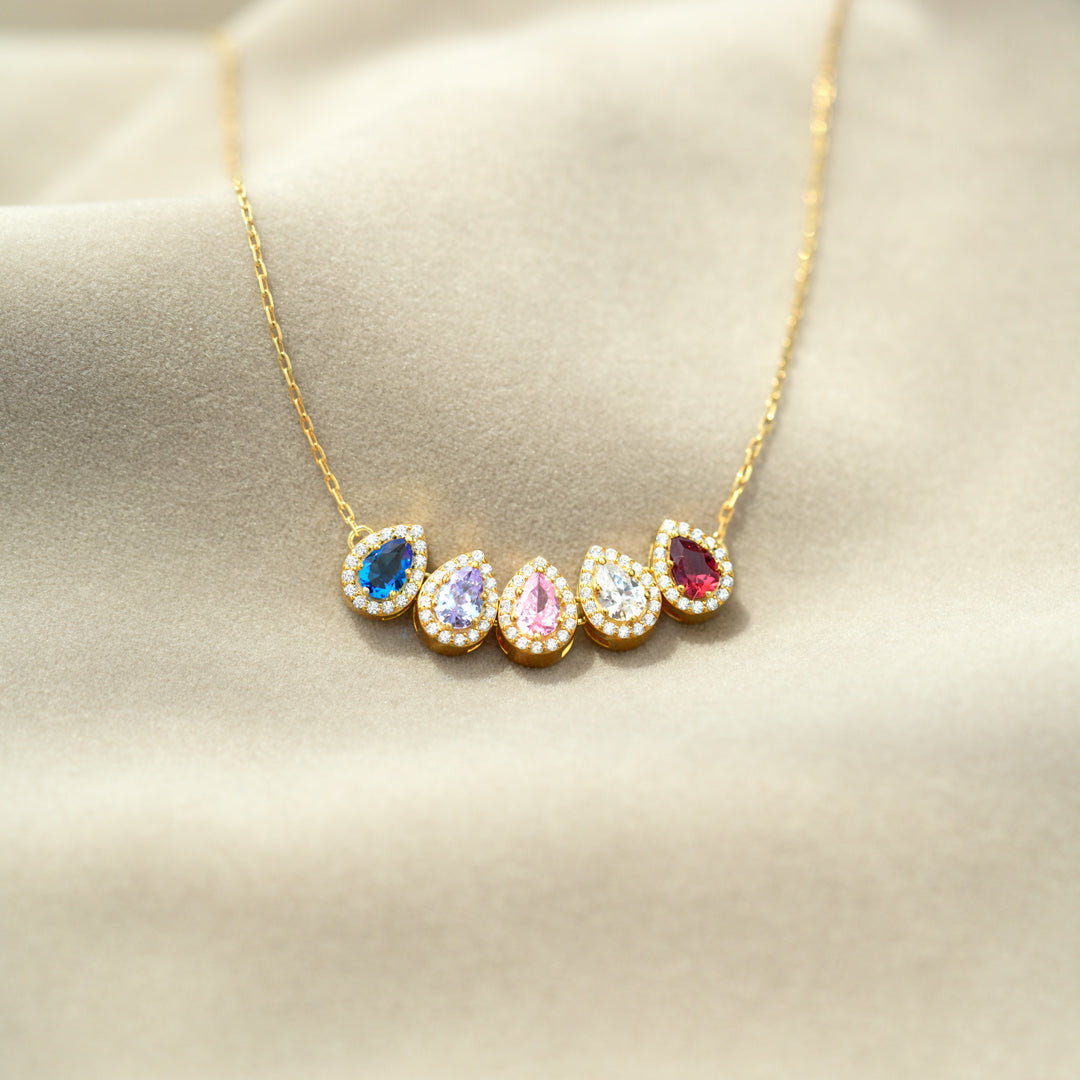 Tears of Joy Teardrop Family Birthstone Necklace
