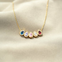 Tears of Joy Teardrop Family Birthstone Necklace