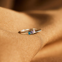 Personalized 1-6 Family Birthstones Bypass Ring