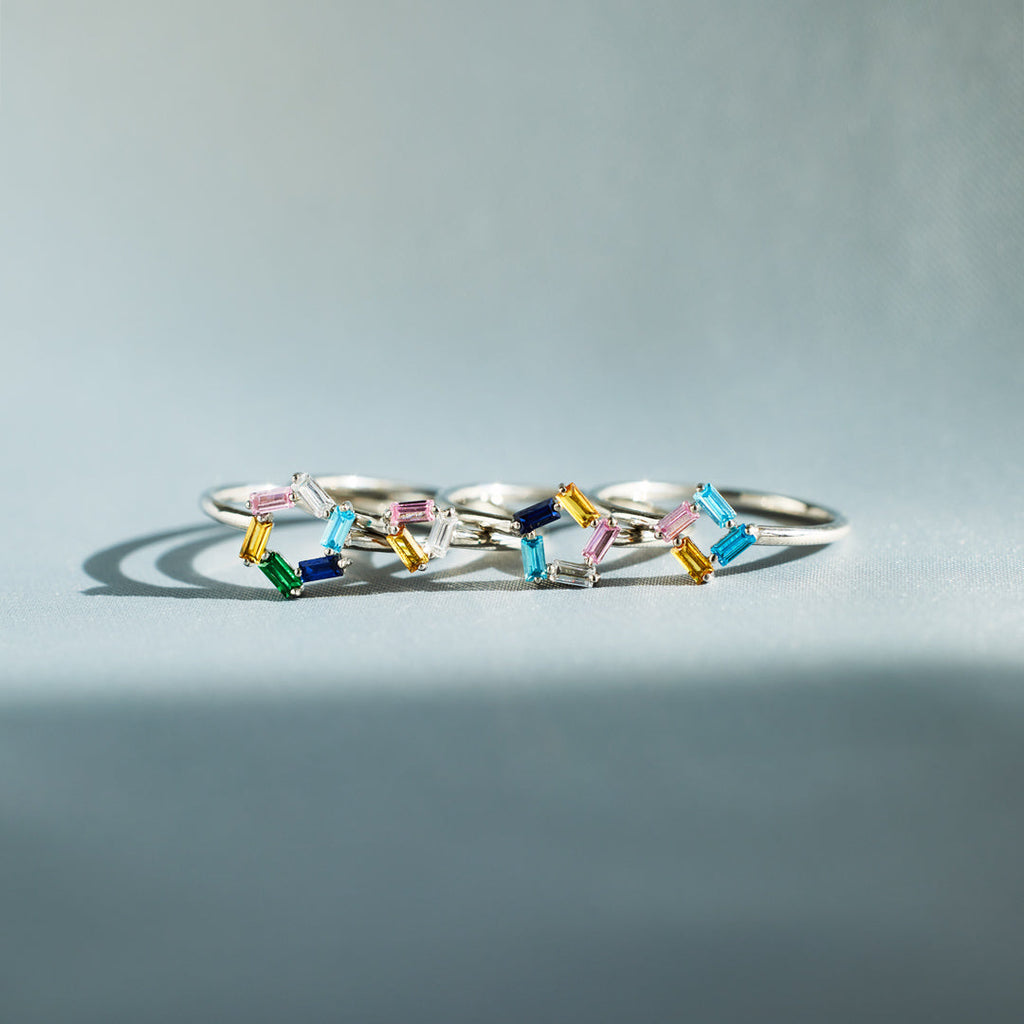 Personalized Baguette Birthstones Ring