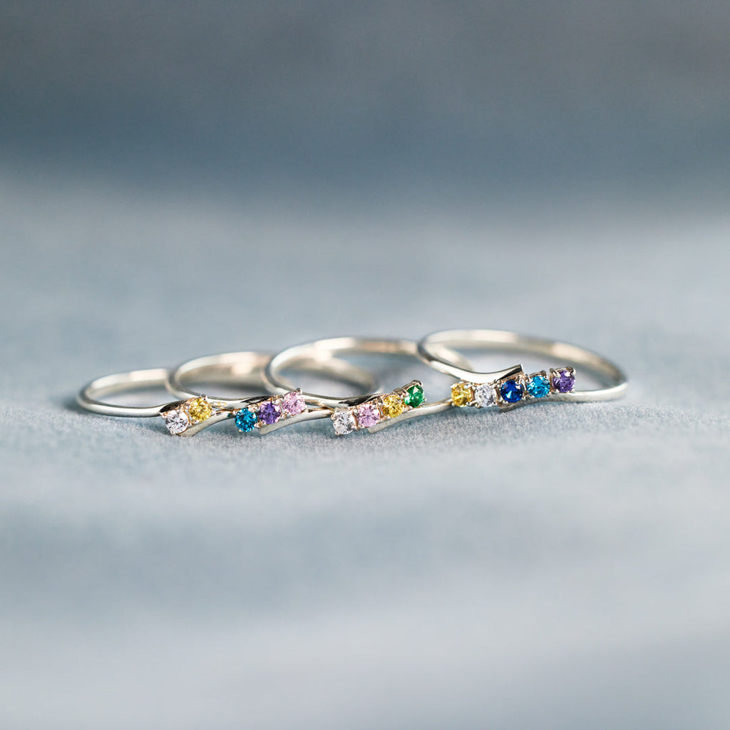 Personalized 1-6 Family Birthstones Bypass Ring