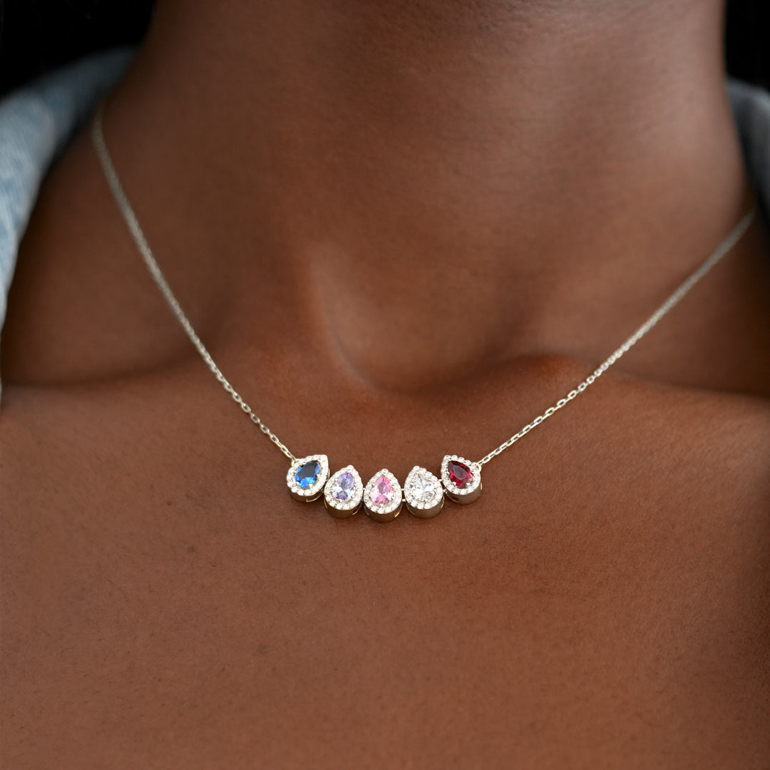 Tears of Joy Teardrop Family Birthstone Necklace