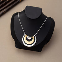 Modern Mixed-Metal Abstract Pendant Necklace