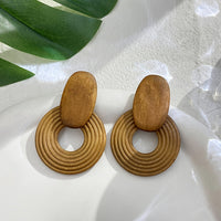 Natural Wood Spiral Drop Earrings