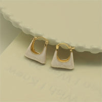 Elegant Retro Style Handbag Design Enamel Hoop Earrings