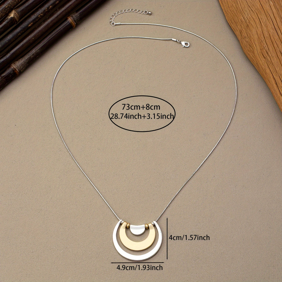 Modern Mixed-Metal Abstract Pendant Necklace
