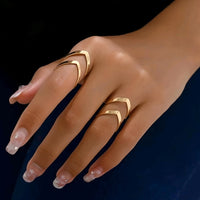 Silver Double-Layer V-Shape Adjustable Statement Ring