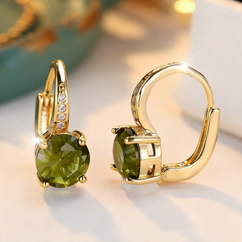 Vintage Bohemian Green Cubic Zirconia Golden Claw Earrings