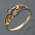 Vintage Double Moonstone Gold Plated Leaf Band Ring
