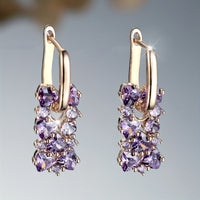 Elegant Purple Zirconia Gold Plated Dangle Earrings