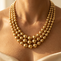 Chunky Golden Bead Layered Statement Necklace