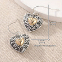 Vintage Heart-Shaped Filigree Drop Earrings