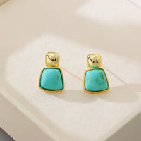 Elegant Geometric Gold Tone Square Earrings