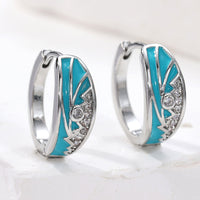 Stylish Enamel Mountain Sun Themed Zirconia Inlaid Earrings