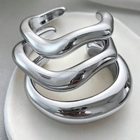Vintage Sculptural Silver Plated Plastic Bangle Cuff Bracelet