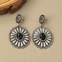 Vintage Bohemian Turquoise Round Pattern Earrings