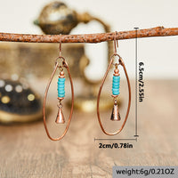 Vintage Bohemian Turquoise Beaded Hoop Earrings