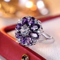 Elegant Stylish Purple Zirconia Flower Ring