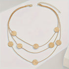 Geometric Spiral Textured Gold Multi-Disc Layered Necklace