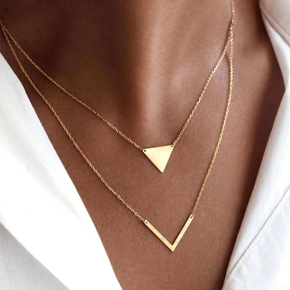 V-Shaped Triangle Chain Bracelet Set