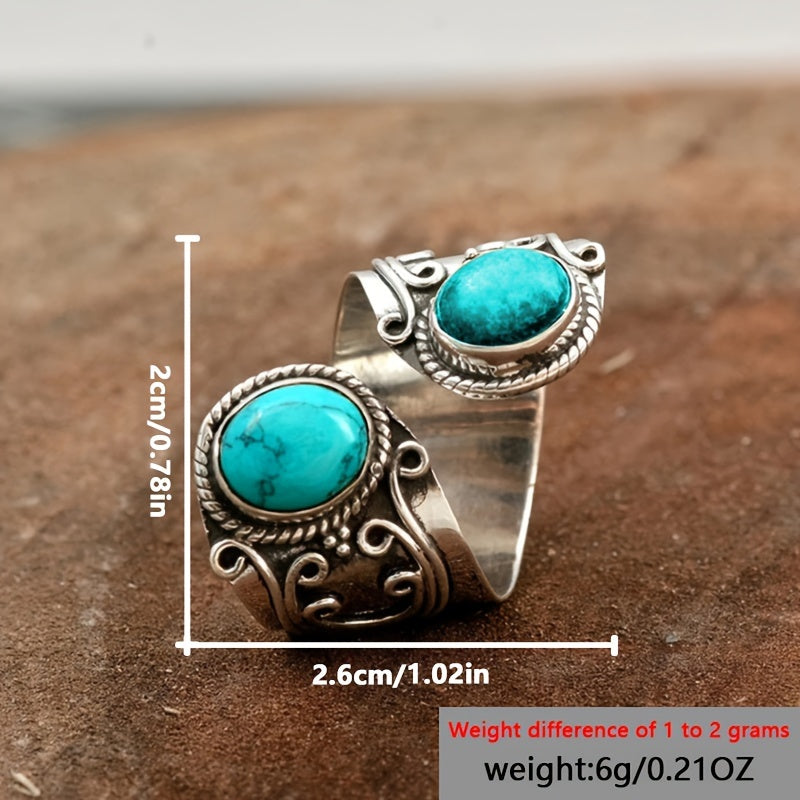 Adjustable Double Turquoise Sterling Silver Ring